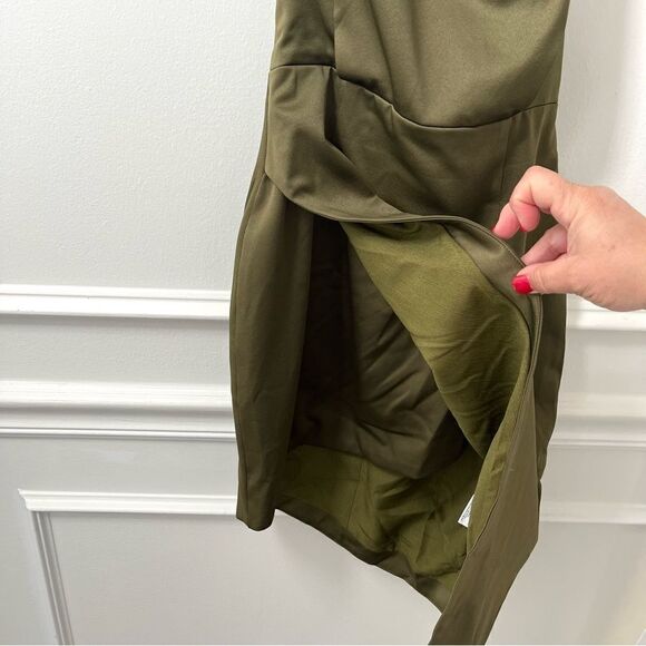 Elliatt Revolve Camo Asymmetric Satin Cocktail Dress Dark Green Size NWT - Picture 15 of 15